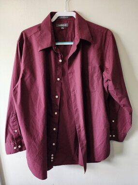 Croft & Barrow Shirt Men’s Burgundy Button-Down Dress Shirt Size L 16.5–17